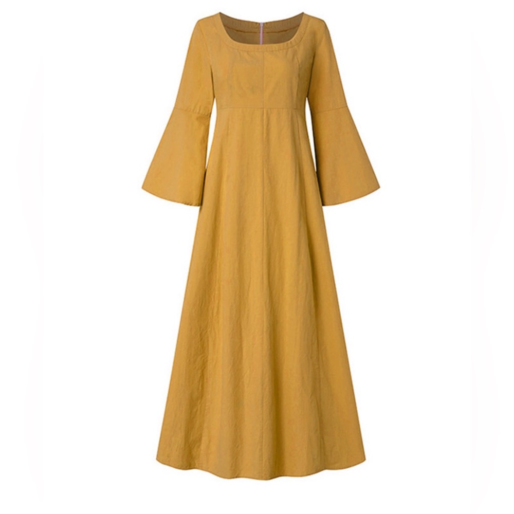 Yellow Bell-Sleeve Maxi Dress